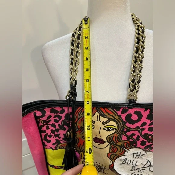 Betsey Johnson “Bulldog Bag (Arf-Arf)” Comic Pop Art Tote Custom Refreshed - Picture 10 of 16